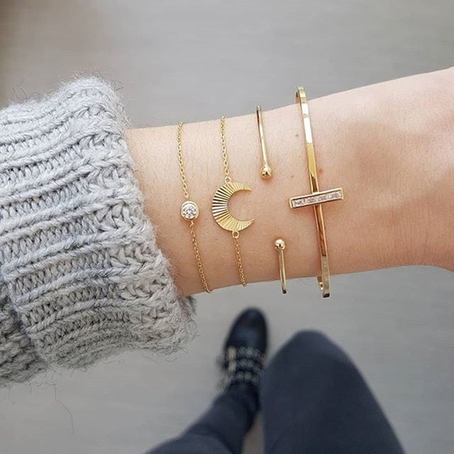 31 Styles Boho Mixed Leaves Letter Map Geometric Crystal Infinity  Pentagram Shell Multi-layer Chain Bracelet Women Wholesale - foxberryparkproducts