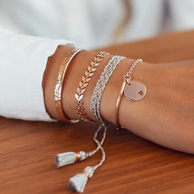 31 Styles Boho Mixed Leaves Letter Map Geometric Crystal Infinity  Pentagram Shell Multi-layer Chain Bracelet Women Wholesale - foxberryparkproducts