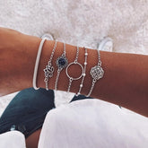 31 Styles Boho Mixed Leaves Letter Map Geometric Crystal Infinity  Pentagram Shell Multi-layer Chain Bracelet Women Wholesale - foxberryparkproducts