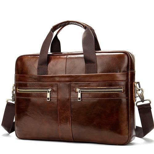 WESTAL Bag men's Genuine Leather laptop Briefcase - foxberryparkproducts