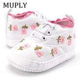 Baby Girl Shoes White Lace Floral Embroidered Soft Shoes - foxberryparkproducts