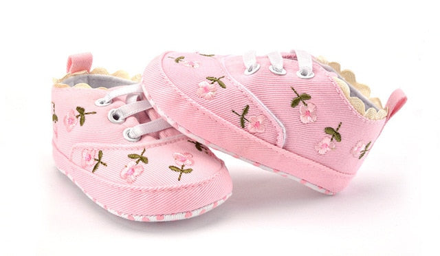 Baby Girl Shoes White Lace Floral Embroidered Soft Shoes - foxberryparkproducts