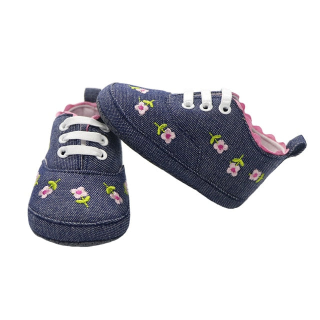 Baby Girl Shoes White Lace Floral Embroidered Soft Shoes - foxberryparkproducts