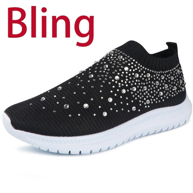 Women Flats Sneakers Crystal Fashion - foxberryparkproducts
