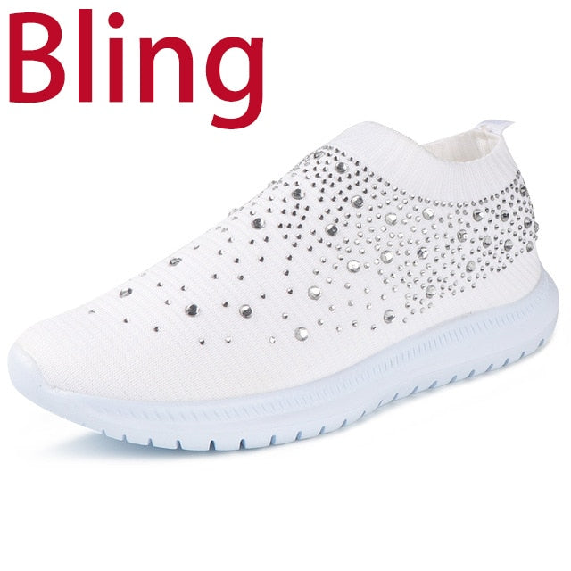 Women Flats Sneakers Crystal Fashion - foxberryparkproducts