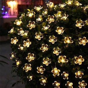 5m 7m 12m 22m Peach Flower Solar Lamp Power LED String - foxberryparkproducts