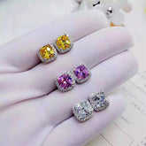 Luxury Female Yellow Pink Stone Earrings - foxberryparkproducts
