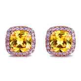 Luxury Female Yellow Pink Stone Earrings - foxberryparkproducts