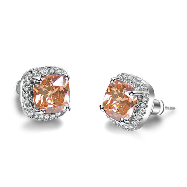Luxury Female Yellow Pink Stone Earrings - foxberryparkproducts