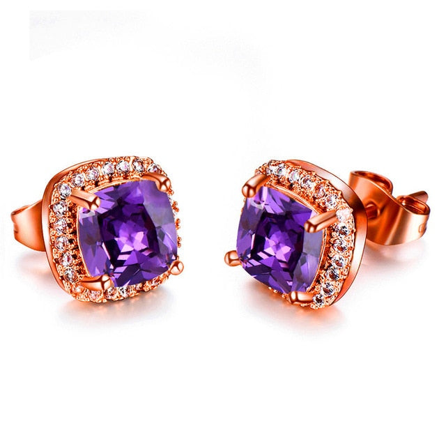 Luxury Female Yellow Pink Stone Earrings - foxberryparkproducts