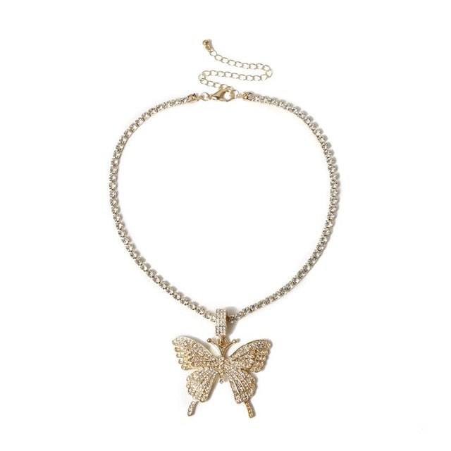 Necklace Beautiful Sparking Crystal Pave Butterfly Pendant   ID A114 - 1148 - foxberryparkproducts