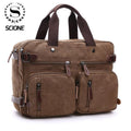 Scione Men Canvas Leather Briefcase  Laptop Pocket - foxberryparkproducts