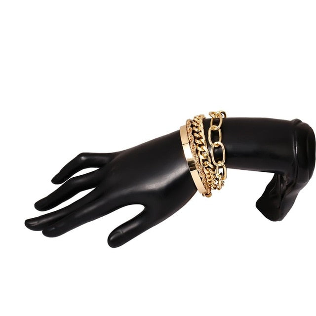 Bracelets PuRui 4pcs Punk Curb Cuban Chain Set     ID A115-1109 - foxberryparkproducts