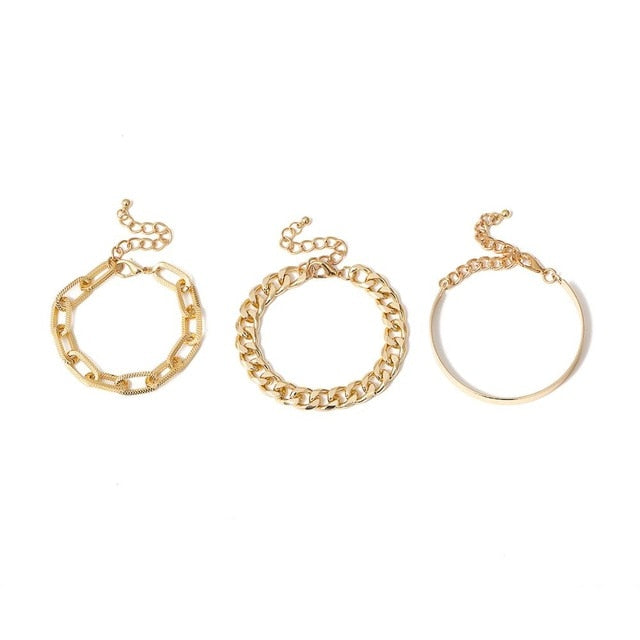 Bracelets PuRui 4pcs Punk Curb Cuban Chain Set     ID A115-1109 - foxberryparkproducts
