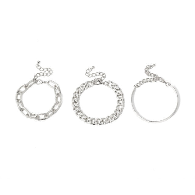 Bracelets PuRui 4pcs Punk Curb Cuban Chain Set     ID A115-1109 - foxberryparkproducts