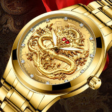 Load image into Gallery viewer, New Golden Mens Watches Top Brand Luxury Chinese Dragon - foxberryparkproducts
