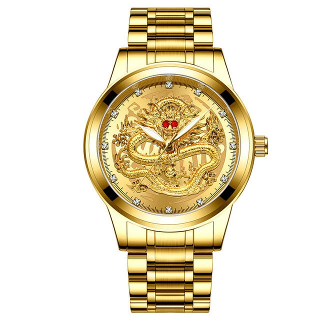 New Golden Mens Watches Top Brand Luxury Chinese Dragon - foxberryparkproducts