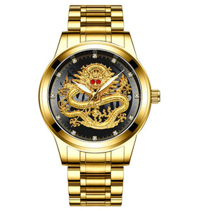 New Golden Mens Watches Top Brand Luxury Chinese Dragon - foxberryparkproducts