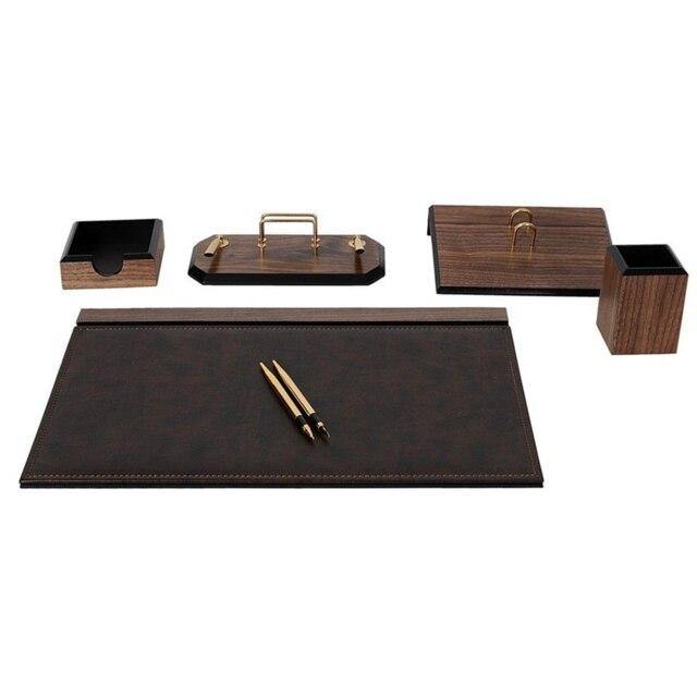 Luxury Wooden Flas Desk Set 6 Pieces Desk Organizer - foxberryparkproducts