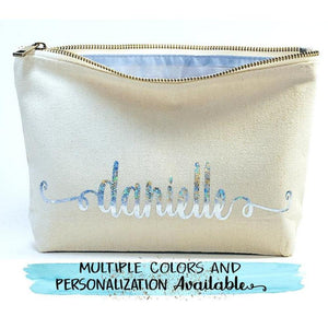 Glitter personalized customize monogram cosmetic pouch - foxberryparkproducts