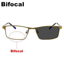 Load image into Gallery viewer, Photochromism Reading Glasses Men High Quality Bifocal lenses Glasses Anti-Blue Light Presbyopia Women Metal frame Spring Hinge - foxberryparkproducts
