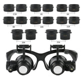 Headband LED Light Eyes Glasses Magnifier 2.5X 4X 6X 8X 10X 15X 20X 25X Optical Lens Glass Loupe For Watchmaker Jewelry Repair - foxberryparkproducts