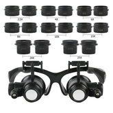 Headband LED Light Eyes Glasses Magnifier 2.5X 4X 6X 8X 10X 15X 20X 25X Optical Lens Glass Loupe For Watchmaker Jewelry Repair - foxberryparkproducts
