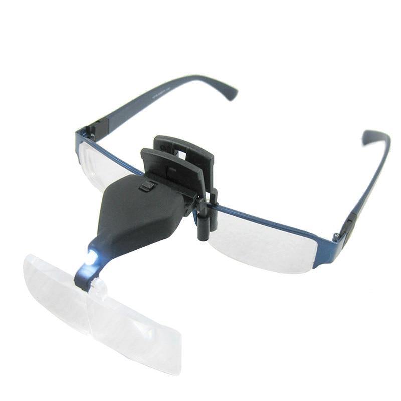 Headband Illuminated Magnifier Eyewear Clip on Magnifier 1.5X, 2.5X, 3.5X Magnifying Glass with Led Light Backlit Glasses Loupe - foxberryparkproducts