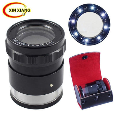 High-end Scale Magnifier 10X Illuminated Magnifying Glasses Portable Desktop Magnifier 8 Magnifying Lamp LED Loupe Monocle Lupe - foxberryparkproducts