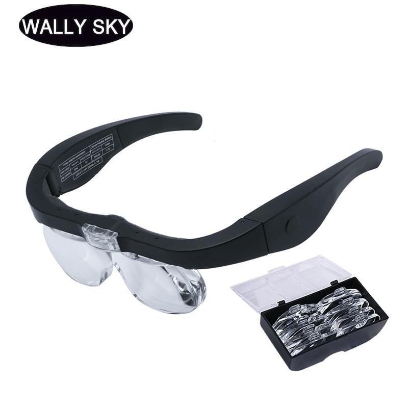 Spectacle Magnifier USB Charging 2 LED Light 1.5/2.5/3.5X/5X 4 PCS Gla - foxberryparkproducts