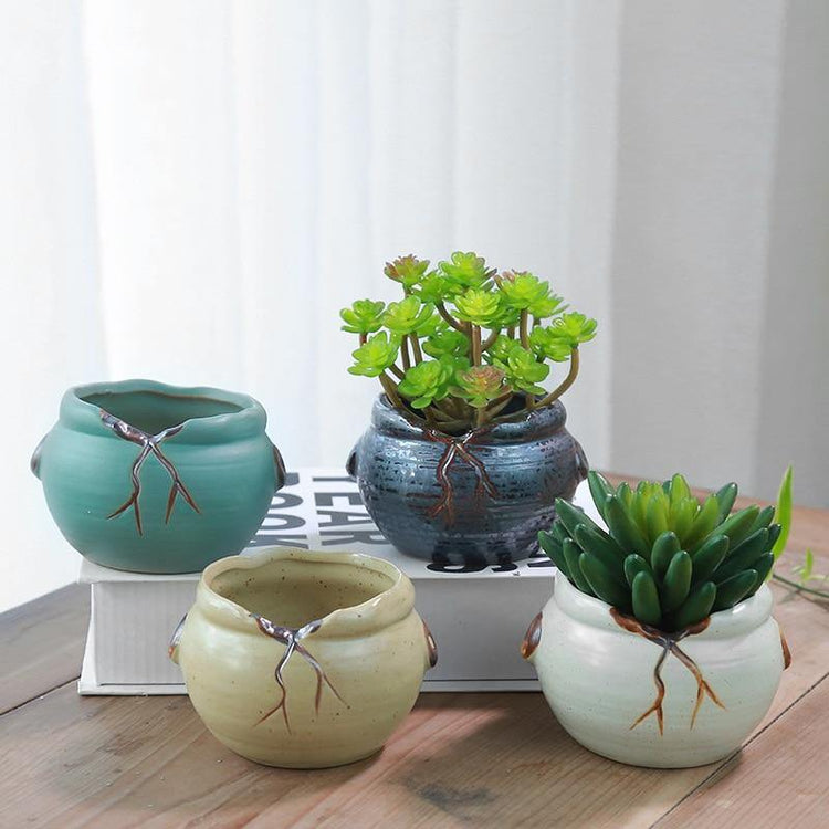 Mini Thumb Flower Pot Retro Crease - foxberryparkproducts
