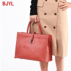 New 13.3" Genuine Leather Women Briefcase Tote Bags - foxberryparkproducts