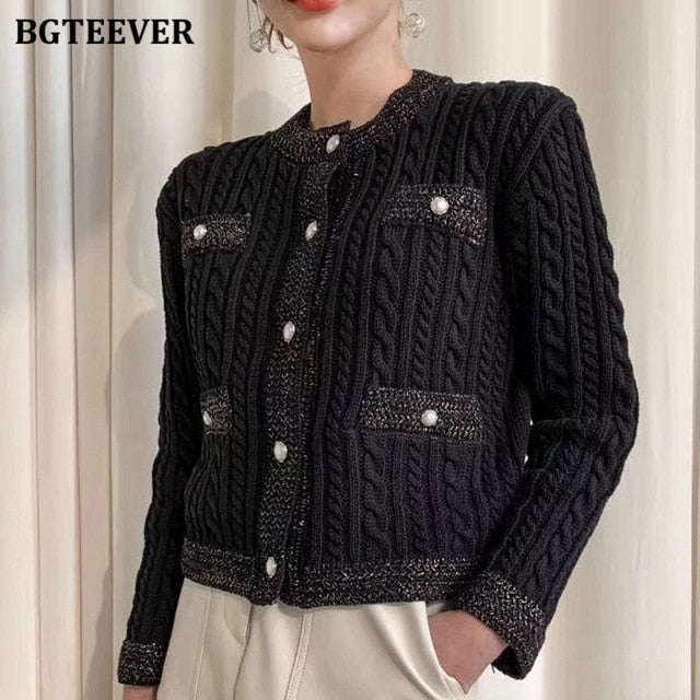 BGTEEVER Elegant Women O-neck Knitted Cardigans - foxberryparkproducts