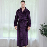 Women Men Winter Plus Size Flannel Robe Extra Long Hooded - foxberryparkproducts