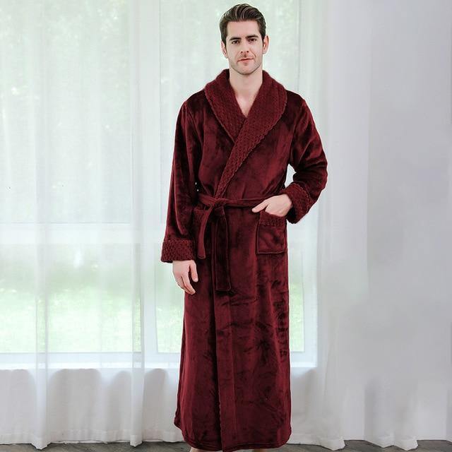 Women Men Winter Plus Size Flannel Robe Extra Long Hooded - foxberryparkproducts