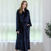 Women Men Winter Plus Size Flannel Robe Extra Long Hooded - foxberryparkproducts