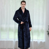 Women Men Winter Plus Size Flannel Robe Extra Long Hooded - foxberryparkproducts