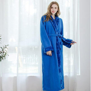 Women Men Winter Plus Size Flannel Robe Extra Long Hooded - foxberryparkproducts