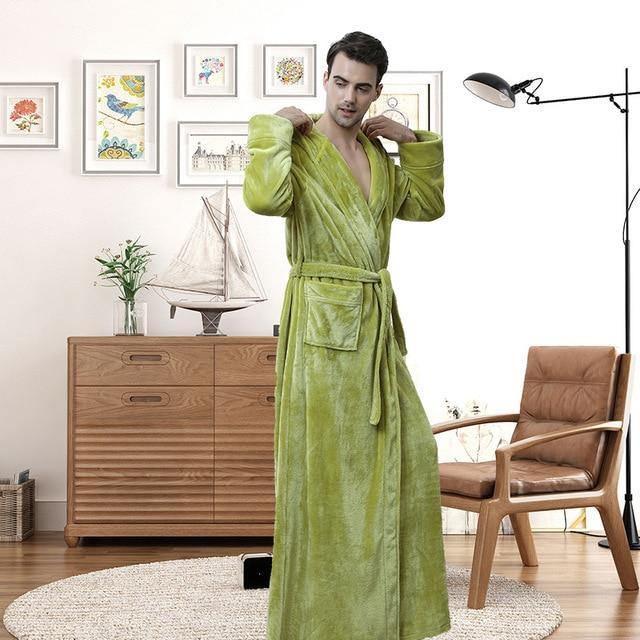 Women Men Winter Plus Size Flannel Robe Extra Long Hooded - foxberryparkproducts