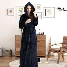 Load image into Gallery viewer, Women Men Winter Plus Size Flannel Robe Extra Long Hooded - foxberryparkproducts
