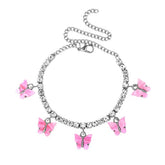 Anklet-Bracelet  INS Fashion Butterfly anklet Rhinestone Tennis Chain  ID A114 - 1136 - foxberryparkproducts