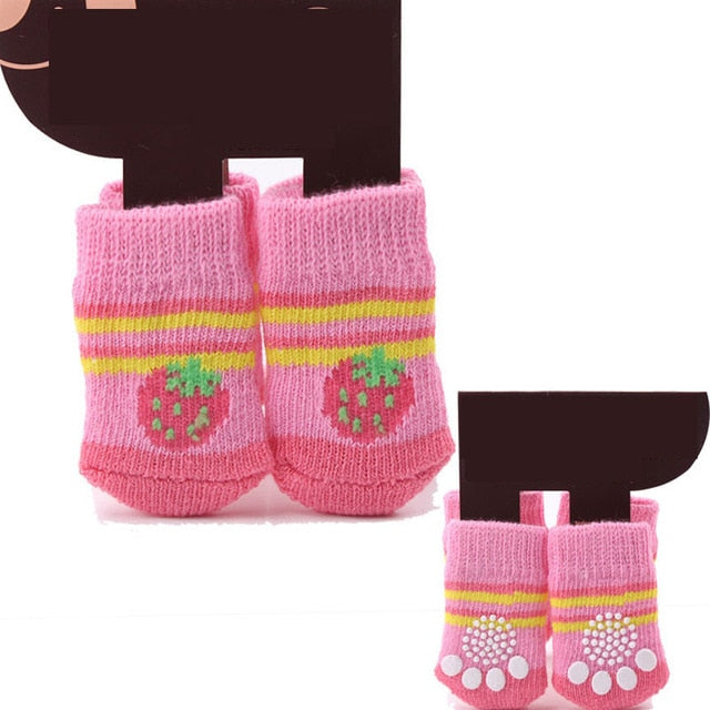 4Pcs Warm Puppy Dog Shoes Soft Pet Knits Socks - foxberryparkproducts
