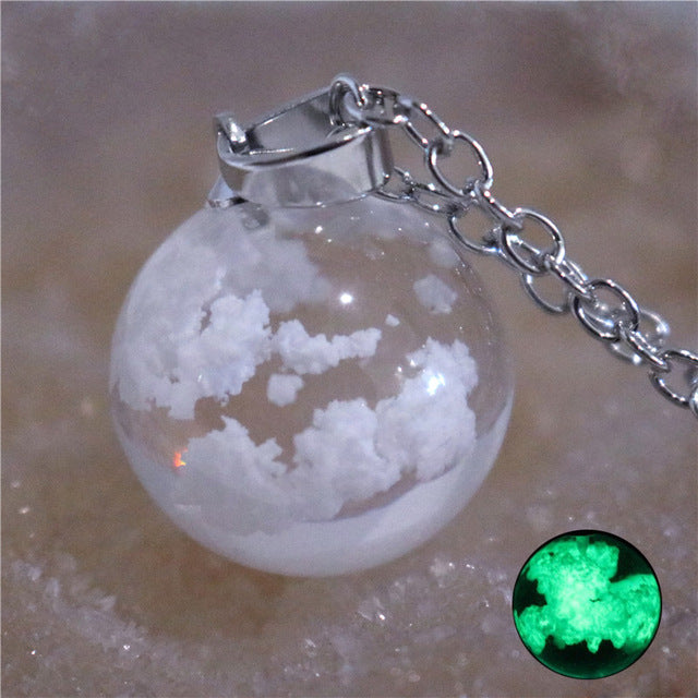 Chic Transparent Resin Rould Ball Moon Pendant Necklace - foxberryparkproducts