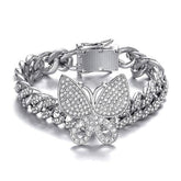 Hip Hop Iced Out Paved Rhinestones 1Set 13MM Miami Curb Cuban Chain - foxberryparkproducts