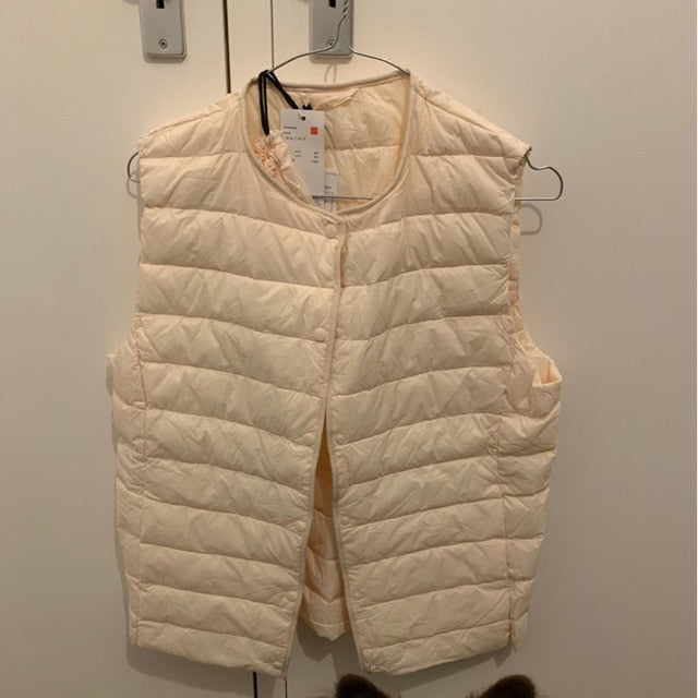 Fitaylor 90% Ultra Light White Duck Down Women Vest Thin Coat - foxberryparkproducts