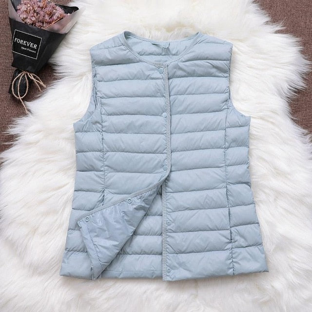 Fitaylor 90% Ultra Light White Duck Down Women Vest Thin Coat - foxberryparkproducts
