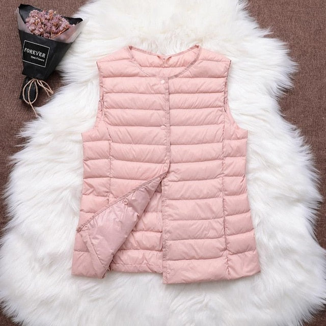 Fitaylor 90% Ultra Light White Duck Down Women Vest Thin Coat - foxberryparkproducts