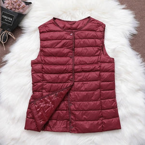 Fitaylor 90% Ultra Light White Duck Down Women Vest Thin Coat - foxberryparkproducts