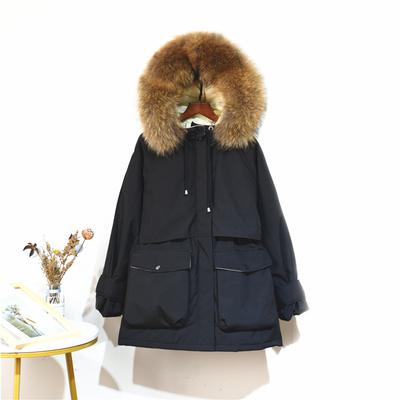 Warm Winter Jacket Women Large Natural Fox Fur White Duck Down Coat - foxberryparkproducts