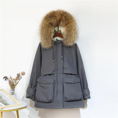 Warm Winter Jacket Women Large Natural Fox Fur White Duck Down Coat - foxberryparkproducts